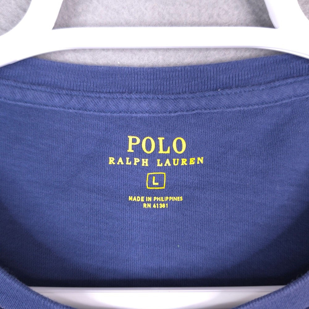 Polo Ralph Lauren T-Shirt Graphic‎ Shield Logo Blue Large Cotton 1967 Americana - Picture 2 of 9